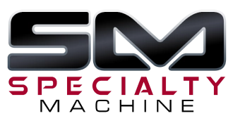 Specialty Machine logo – letters "SM" in black font with "Specialty Machine" underneath.