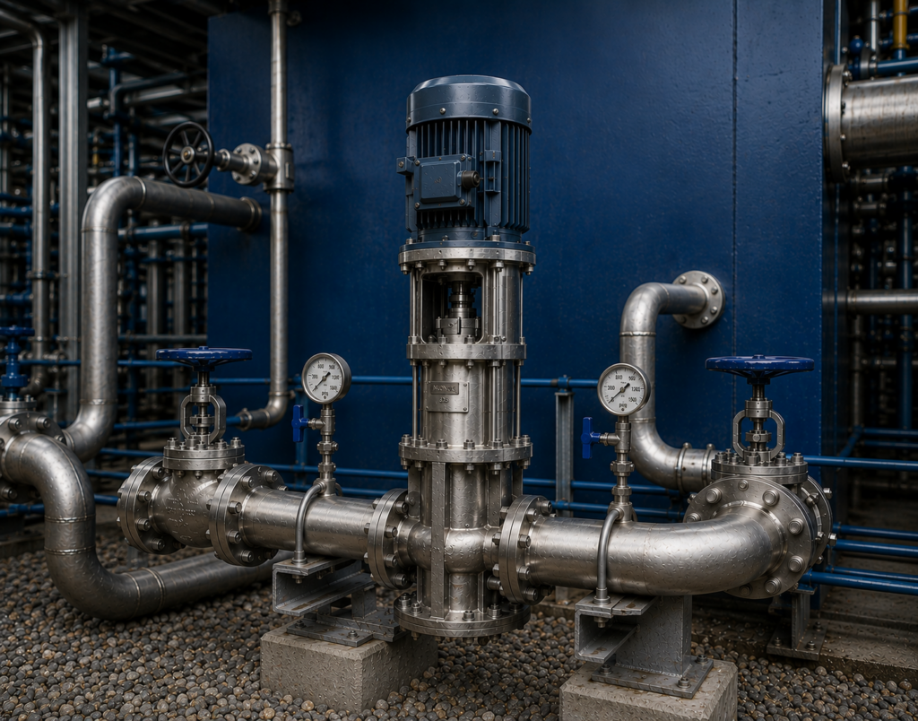 Close-up image of pump station used for energy industry applications