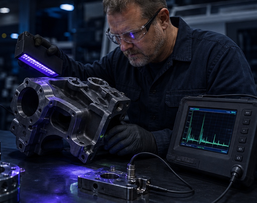 Conducting nondestructive testing in manufacturing facility